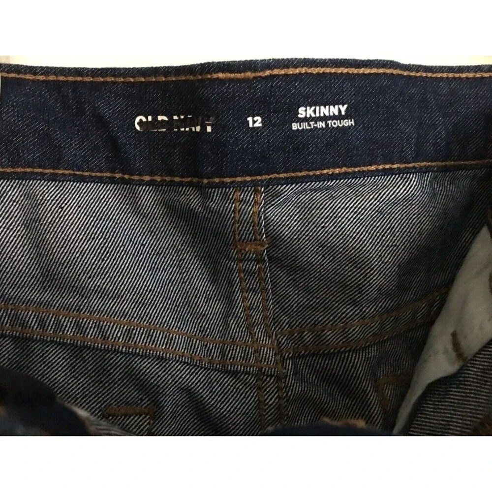 Old Navy Dark Wash Blue Denim Skinny Built-In Tough Boys Jeans Pants Size 12